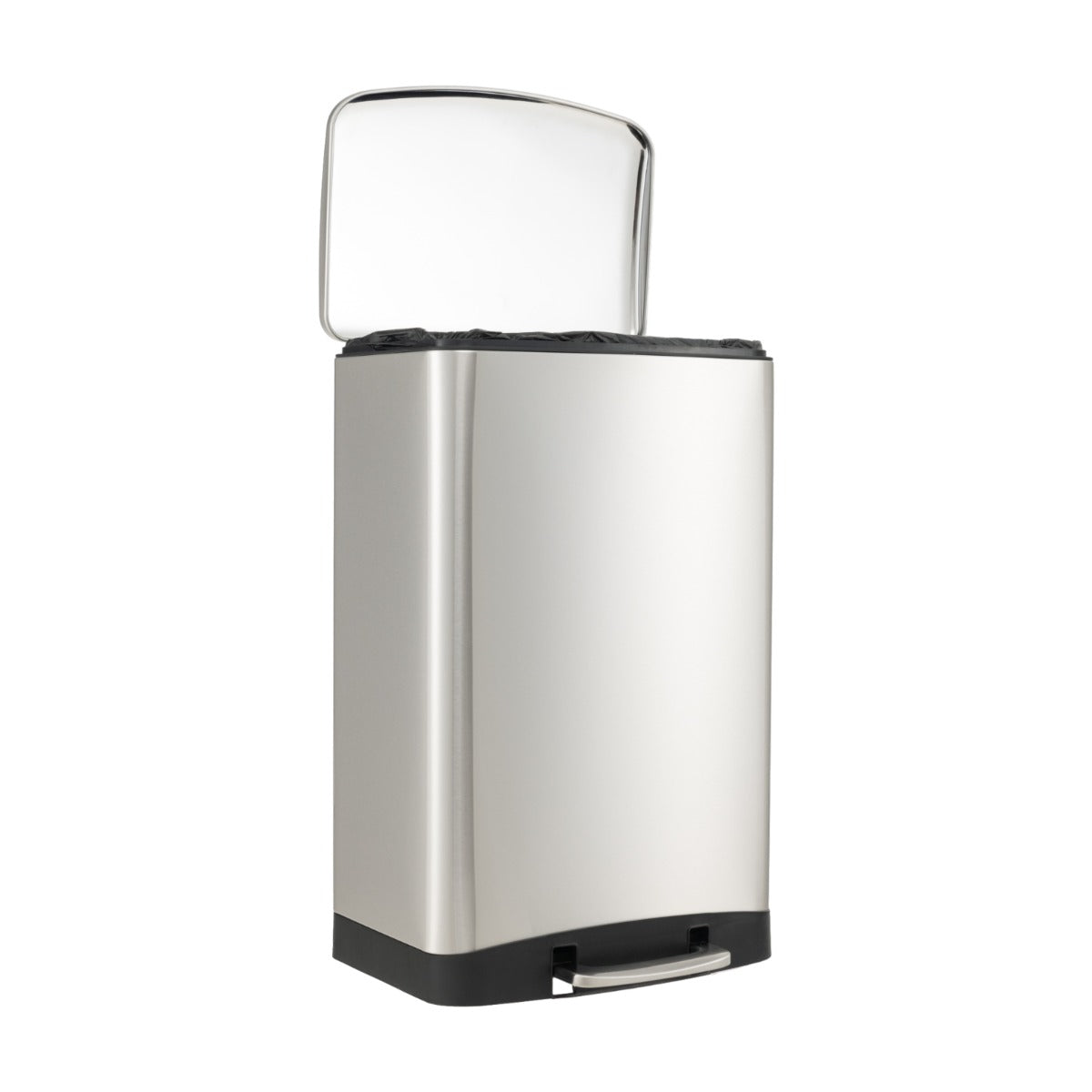 Stainless Steel Trash Can, 50L Capacity - Pedal-Operated, Lockable and Silver Coated - Perfect for Keeping Residential and Commercial Spaces Clean and Odor-free