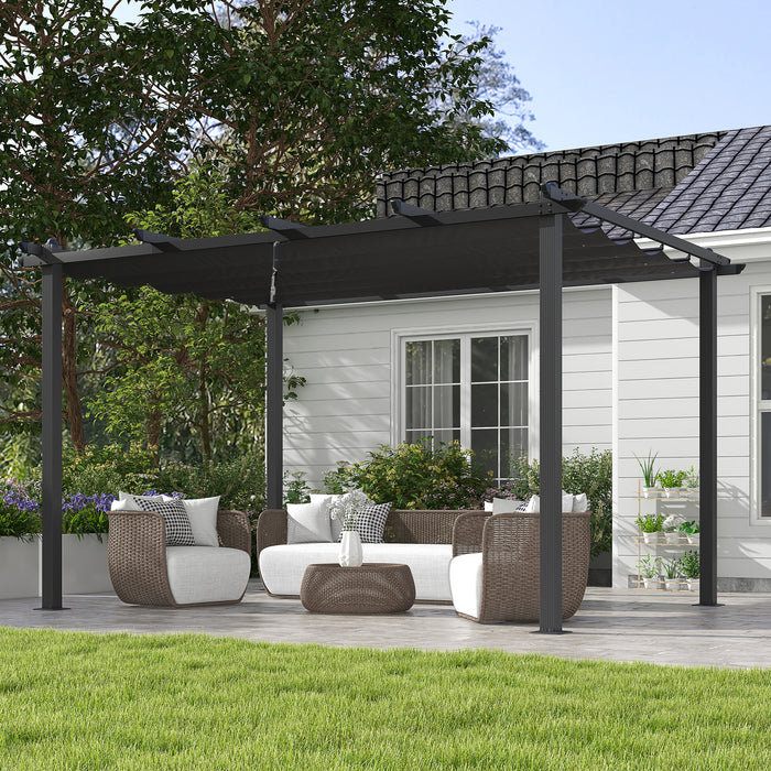 Aluminium Pergola 3x4m with Retractable Roof - Versatile Outdoor Canopy Sun Shade, Grill and Patio Shelter - Ideal for Decks and Gardens