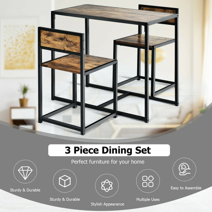 Compact Table and Chair Set - Coffee-Finished Minimalist Furniture Set - Ideal for Compact Living Spaces or Small Apartments