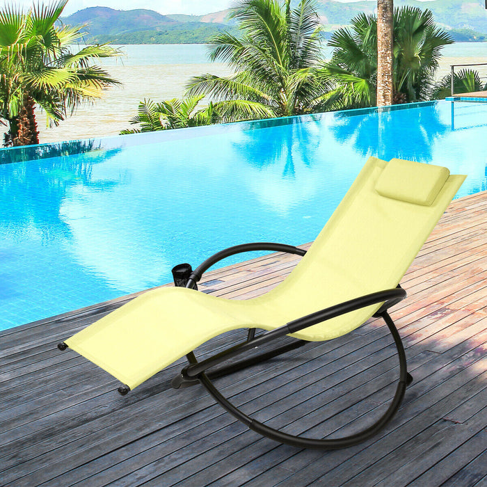 Zero Gravity-Green Sun Lounger - Foldable Rocking Chair Design - Ideal for Relaxing Outdoors or Poolside