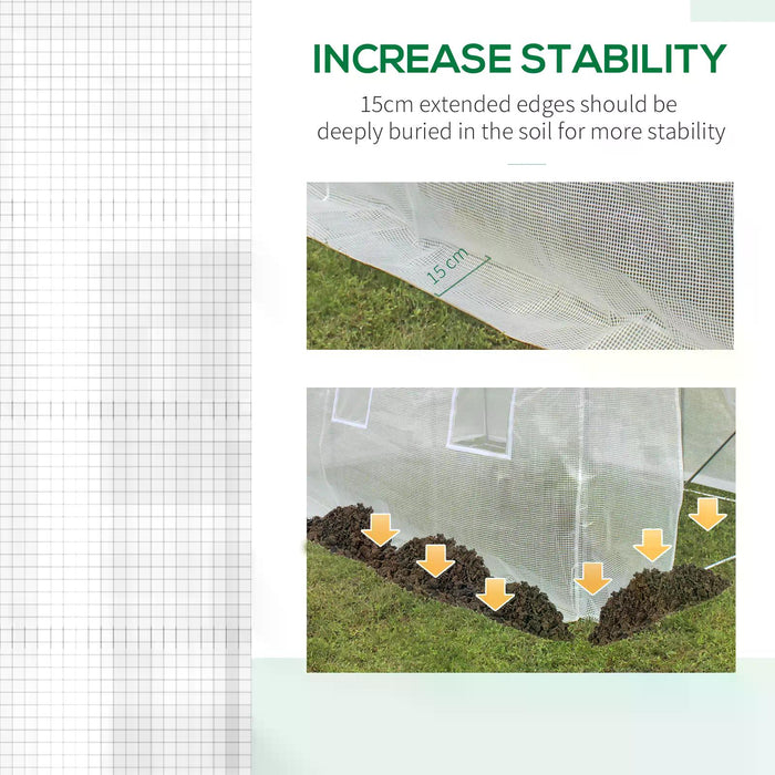 Reinforced Greenhouse Replacement Cover 4.5 x 3 x 2m - Sturdy Plant Protection with Zipper Door for Walk-In Growhouses, White - Ideal for Gardeners and Home Farming Enthusiasts