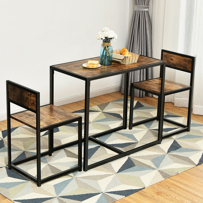 Compact Table and Chair Set - Coffee-Finished Minimalist Furniture Set - Ideal for Compact Living Spaces or Small Apartments