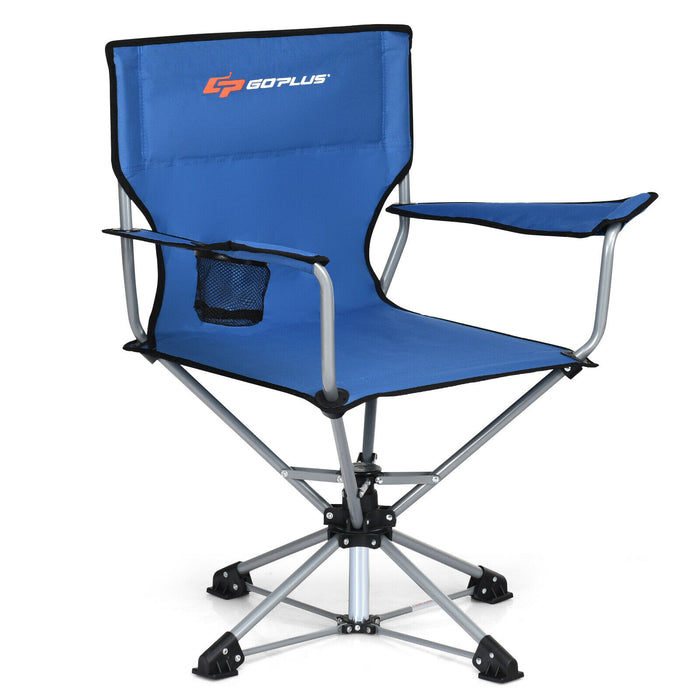 Outdoor Furniture Essentials - Portable Folding Swivel Camping Chair with Cup Holder - Perfect for Campers & Outdoor Enthusiasts