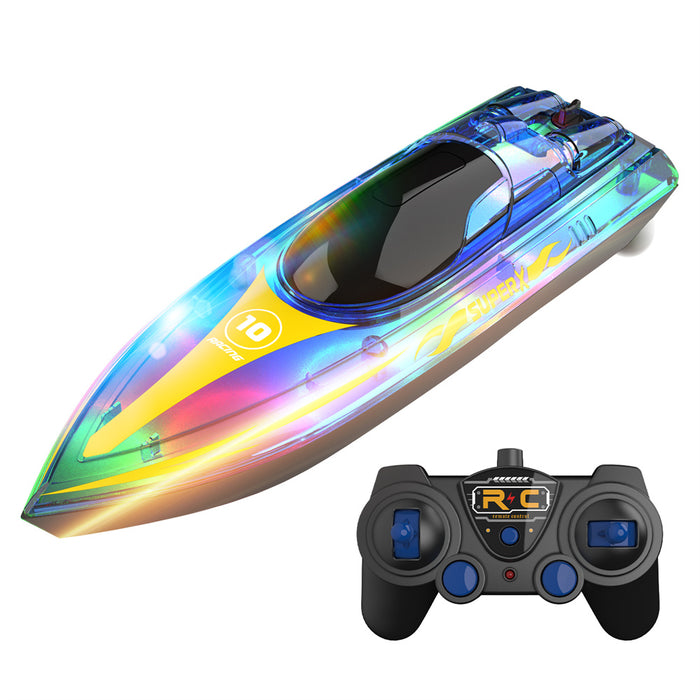 Flytec V555 2.4G 4CH - RC Boat with LED Lighting & Mini Shipping Models for Pools & Lakes - Fun Kids & Children Toy with 60 Minutes Playtime