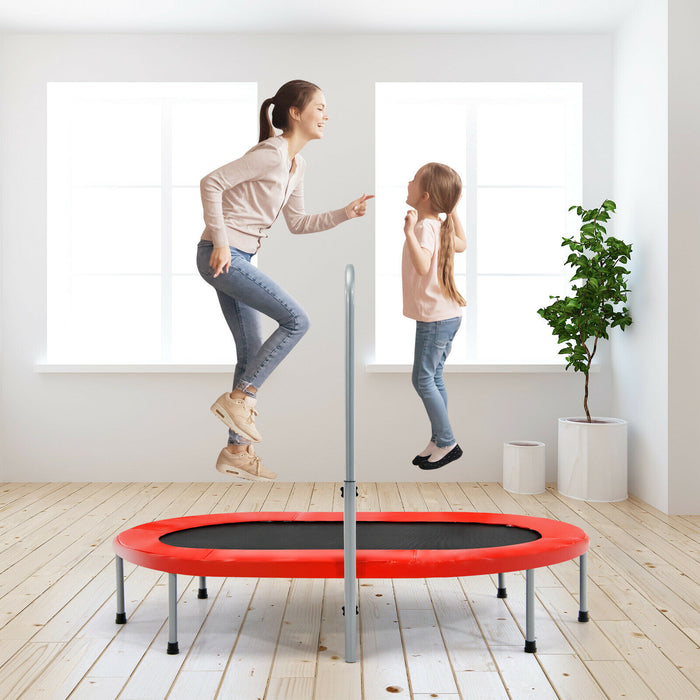 Foldable Dual Fitness Trampoline - Blue with Adjustable Handrail - Ideal for Indoor Cardiovascular Workout and Outdoor Fun