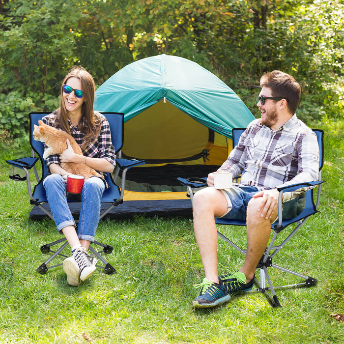 Outdoor Furniture Essentials - Portable Folding Swivel Camping Chair with Cup Holder - Perfect for Campers & Outdoor Enthusiasts