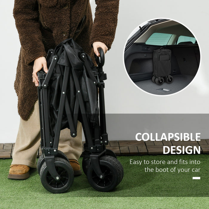 Outdoor Wagon Cart with Folding Design - Heavy-Duty Garden Trolley with 120KG Load Capacity, Comes with Carry Bag - Ideal for Beach, Camping & Festivals