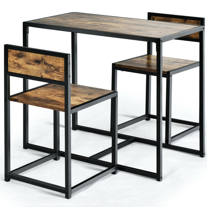 Compact Table and Chair Set - Coffee-Finished Minimalist Furniture Set - Ideal for Compact Living Spaces or Small Apartments