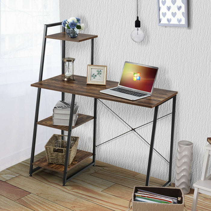 Adjustable Ergonomic Workstation - Computer Desk in Coffee Color - Ideal for Home Office Use