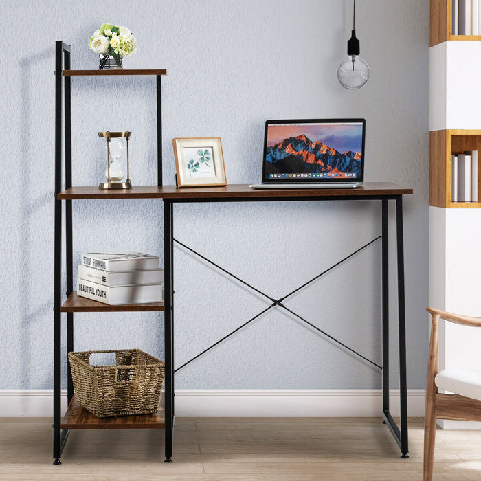 Adjustable Ergonomic Workstation - Computer Desk in Coffee Color - Ideal for Home Office Use