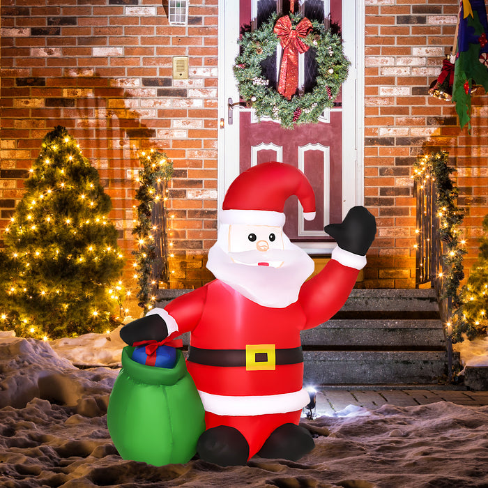 Inflatable Santa Claus with LED Lights - 120cm Tall Christmas Yard Decoration - Festive Outdoor Illumination for Holiday Cheer