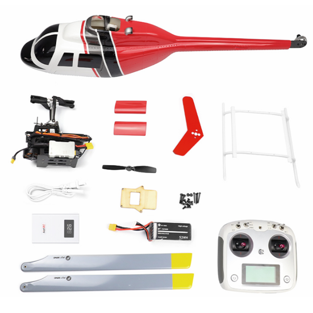 FLY WING Bell 206 V2 Class 470 - 6CH Brushless Motor GPS RC Helicopter with Altitude Hold & H1 Flight Controller - Ideal for Scale Enthusiasts and PNP Ready