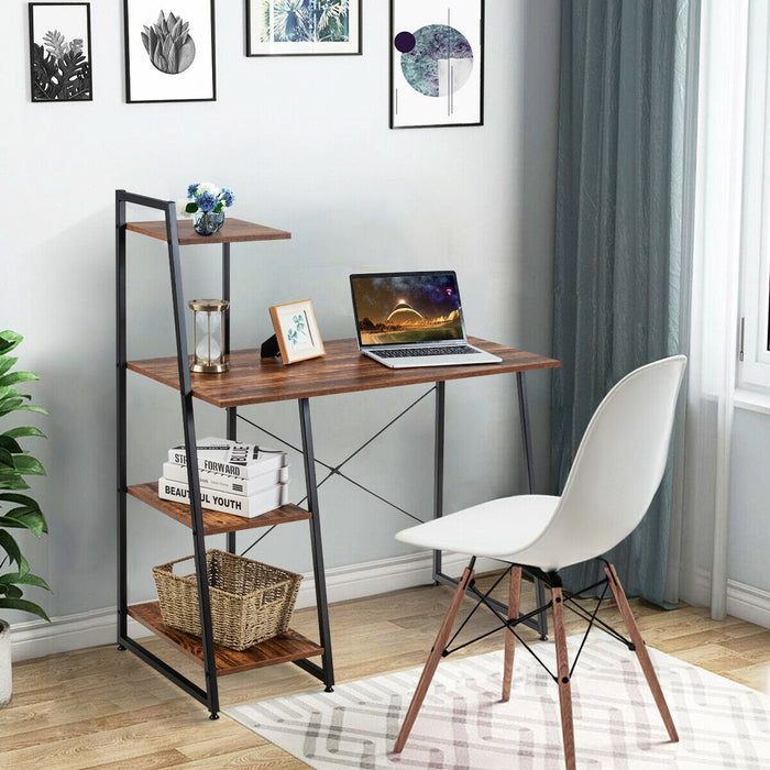 Adjustable Ergonomic Workstation - Computer Desk in Coffee Color - Ideal for Home Office Use