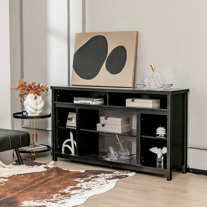 TV Stand Entertainment Console, 58 Inch - Adjustable Open Shelves Design - Ideal for Media Center & Home Décor