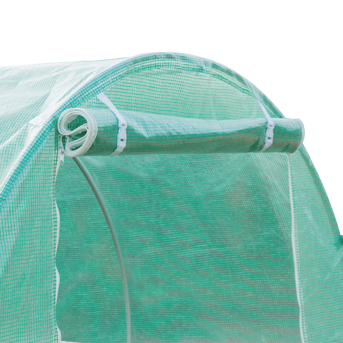 Greenhouse PE Replacement Cover 6m x 3m x 2m -  Durable Winter Garden Plant Protector with Roll-Up Windows - Ideal for Tunnel Walk-In Greenhouses