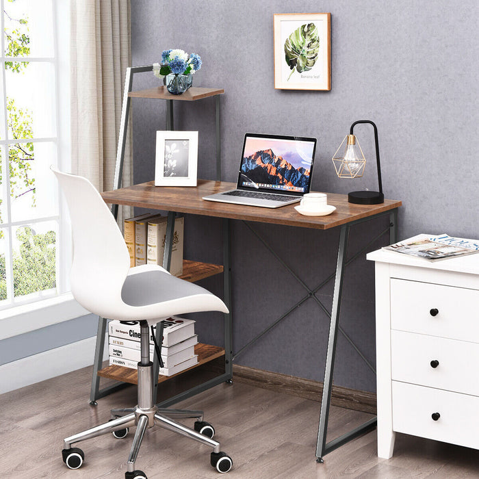 Adjustable Ergonomic Workstation - Computer Desk in Coffee Color - Ideal for Home Office Use
