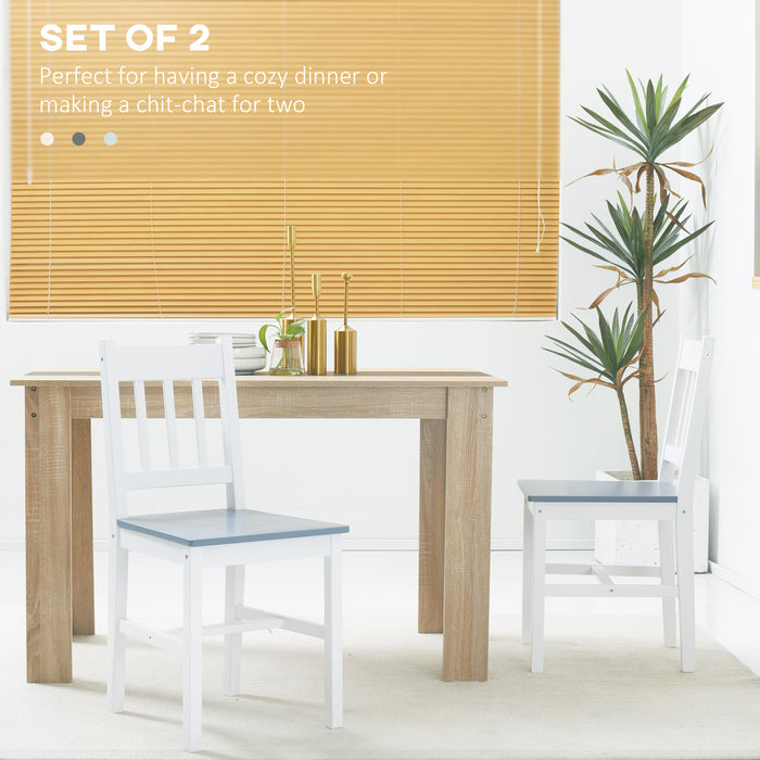 Kitchen Chair Duo - Pine Wood Slat Back Dining Chairs Set of 2, Comfortable Seating for Living & Dining Room - Ideal for Home Family Meals & Entertaining Guests
