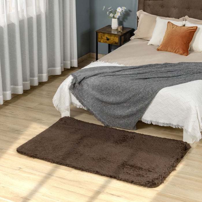 Plush Brown Shaggy Rug - Soft Area Carpet for Living Room, Bedroom, Dining 90x150 cm - Cozy Floor Covering for Home Comfort