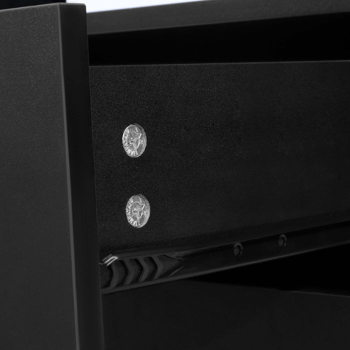 Mobile Printer Stand with Wheels - Open Shelving, Drawers, and Enclosed Storage - Versatile Organization for Home Office Use