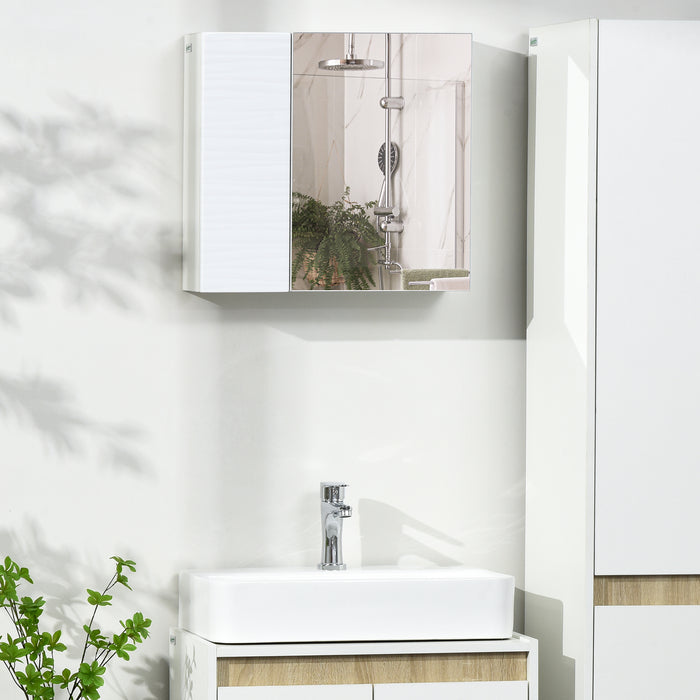 Double Door Bathroom Mirror Cabinet - Wall Mounted Storage Organizer with Adjustable Shelves - Space-Saving Solution for Bathroom Clutter