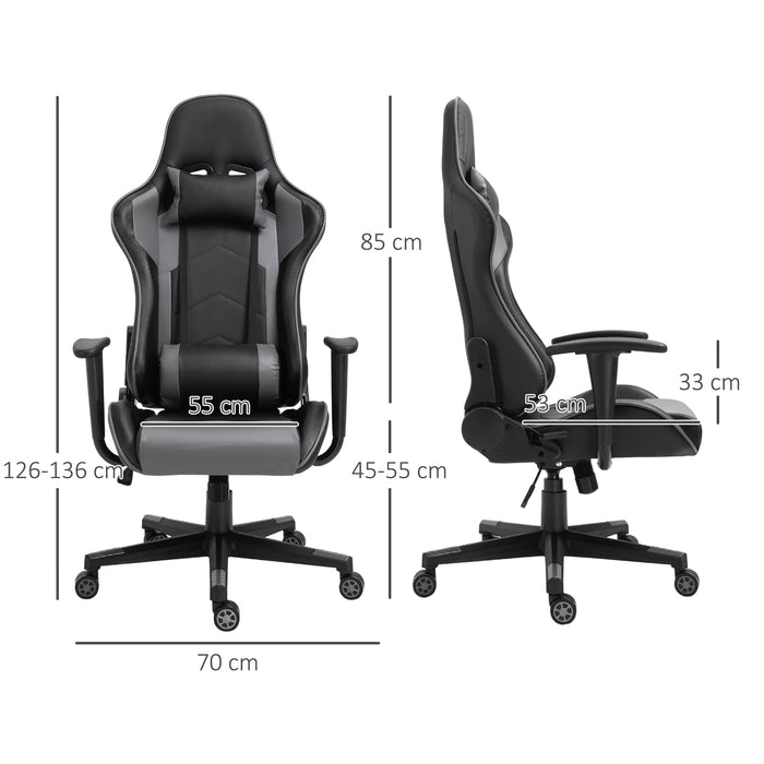High Back Racing Gaming Chair - Ergonomic PU Leather Recliner with Headrest and Lumbar Cushion - Comfortable Seating for Gamers and Home Office Users