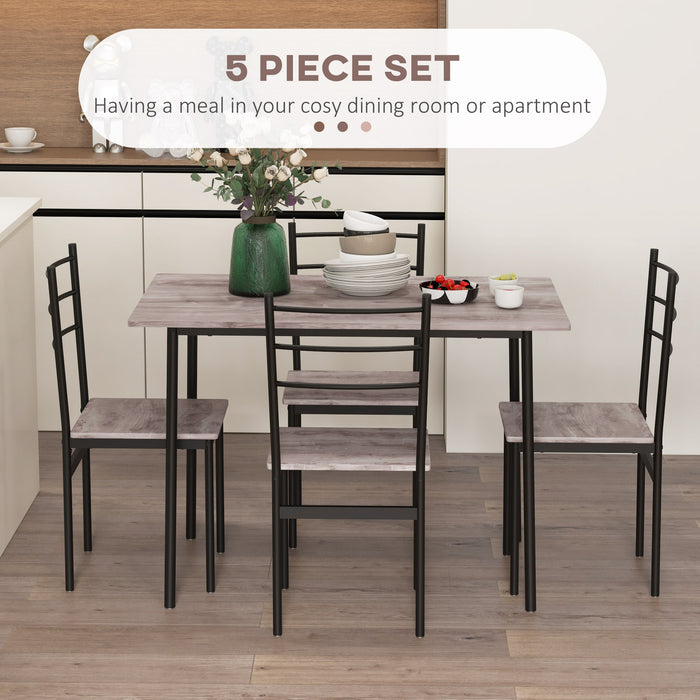 5-Piece Dining Set with Space-Saving Design - Steel Frame Table & 4 Chairs for Dining Room - Ideal for Compact Kitchens and Small Spaces