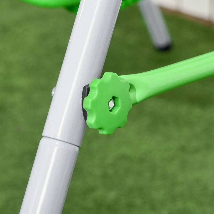 Steel Green Nursery Swing - Durable Outdoor Baby Swing with Safety Seat Belt & Supportive Back - Ideal for Playgrounds & Backyard Fun