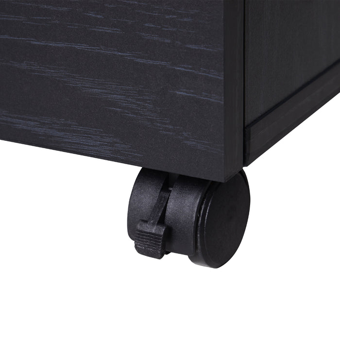 3-Drawer File Cabinet - Under Desk Storage for A4, Letter Documents, and Binders with Slide Wheels in Black Oak - Ideal for Office Organization