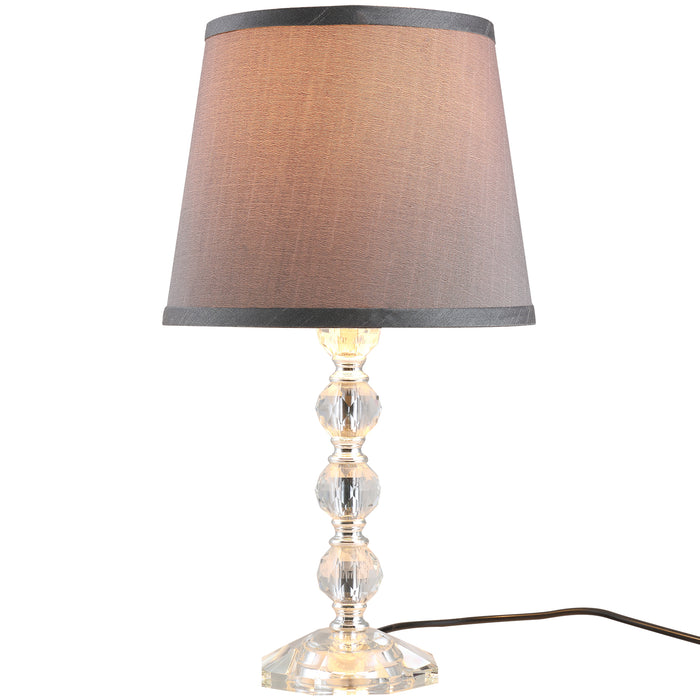 Crystallite Elegance - Glass Table Lamp with Fabric Shade, Reflective Base - Stylish Bedroom Lighting Solution for Elegant Home Decor
