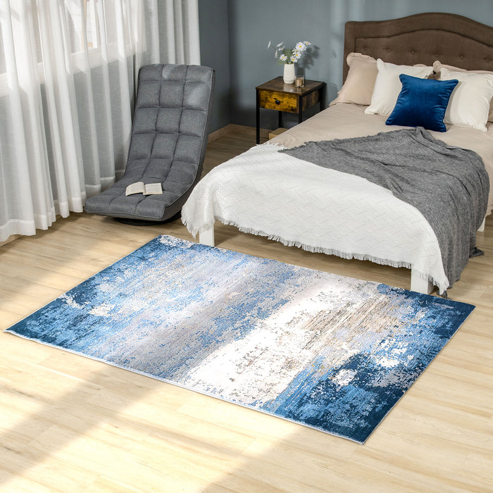 Blue Contemporary Floor Covering - Spacious Area Rug for Home Decor, 160x200 cm - Ideal for Living Room, Bedroom, Dining Setting