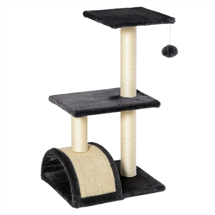 Climbing Activity Centre Cat Tree Tower - 72cm Kitten Playground with Sisal Scratching Posts, Arc Perch & Hanging Ball Toy - Designed for Playful Cats and Scratch Training