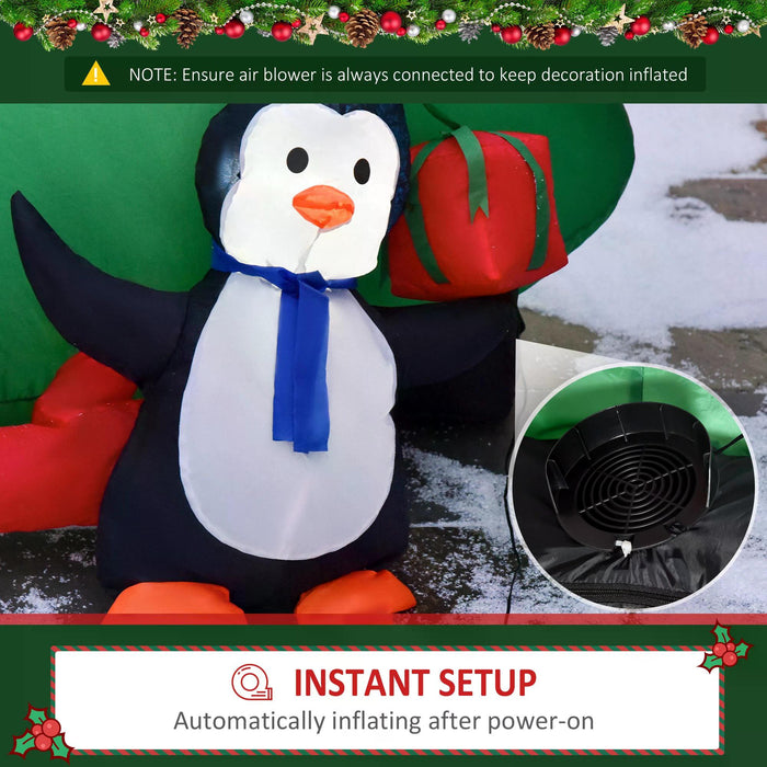 Christmas Inflatable Santa on Airplane with Penguin - 1.2m Light Up Outdoor Decoration - Festive Xmas Decor for Holiday Party Display