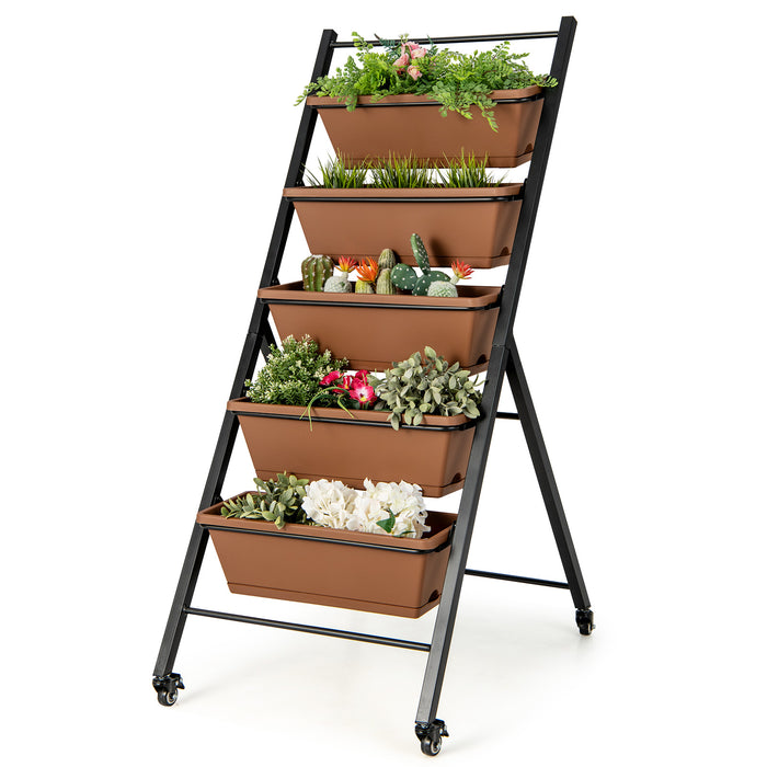 Mobile Gardens - 5-Layer Vertical Raised Garden Bed with Detachable Boxes and Wheels - Perfect for Urban Gardeners with Limited Space