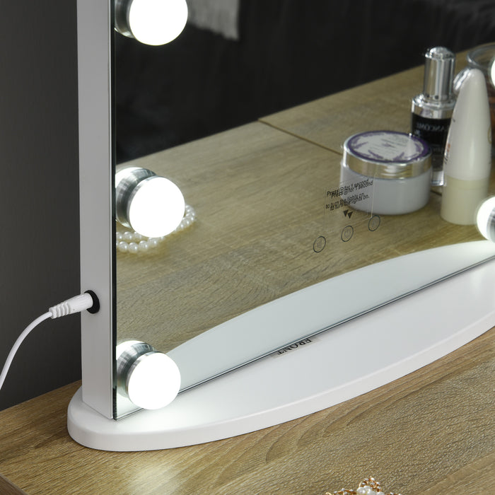 Lighted Hollywood Makeup Mirror - 12 Dimmable LED Bulbs with USB Power Supply for Dressing Table - Ideal for Beauty Routines and Vanity Stations