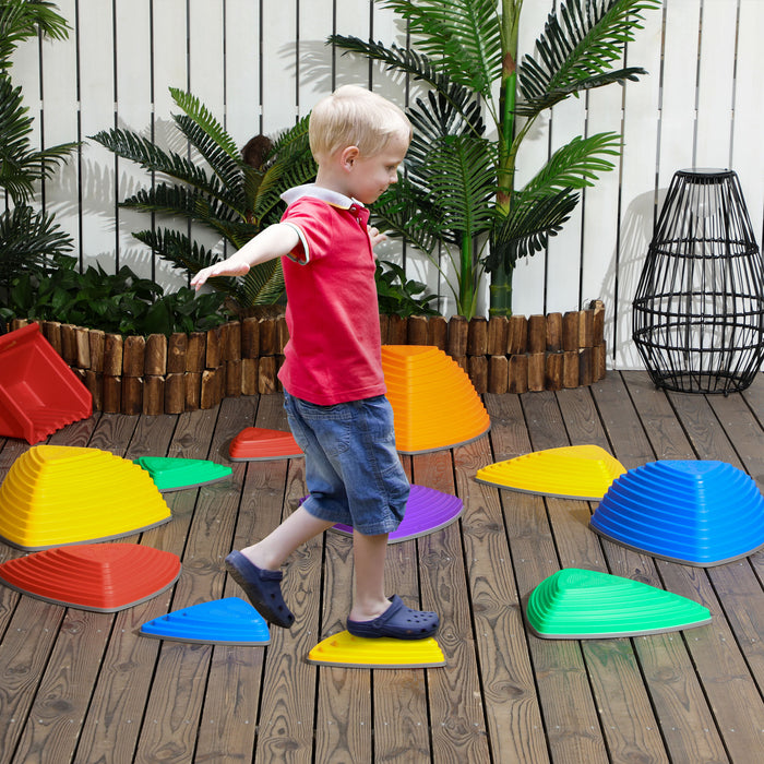 Kids Balance Stepping Stones - 11 PCs River Stones Set for Sensory and Obstacle Play, Stackable, Non-Slip - Perfect Indoor/Outdoor Play Equipment for Ages 3-8