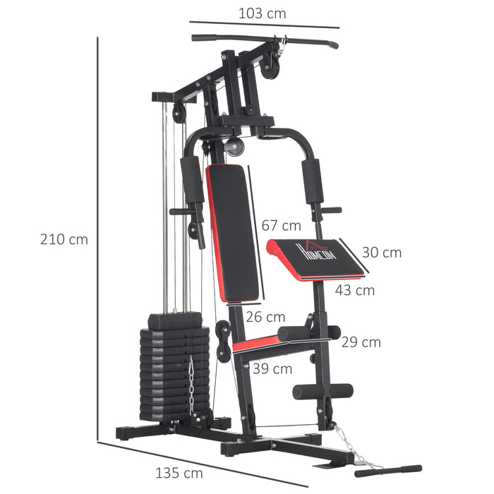 Multi Gym 66kg Weight Stack - Multifunction Home Gym Equipment for Full Body Exercises - Ideal for Strength Training & Bodybuilding