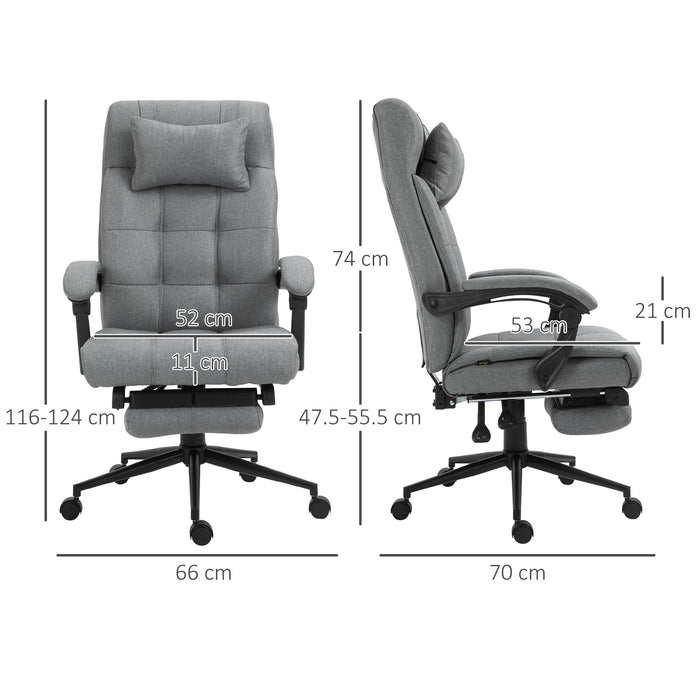 Ergonomic Office Chair with Footrest - Adjustable Armrests, Lumbar Support & Headrest in Light Grey - Ideal for Extended Desk Work & Improved Posture