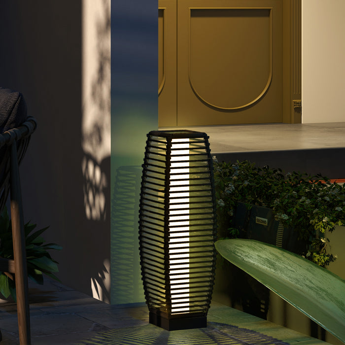 Solar Floor Lamp - Outdoor Garden Pathway Lantern with Auto On/Off LED Lights - Decorative Illumination for Porch and Yard, Grey