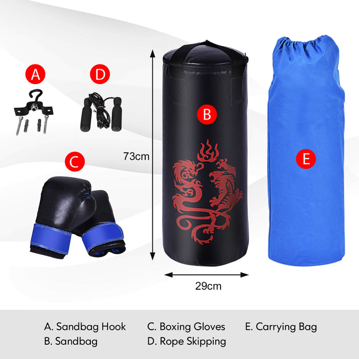 Kids Boxing Set - 5 Piece Punching Bag Set with Gloves - Perfect For Active Children and Physical Fitness Fun Activity