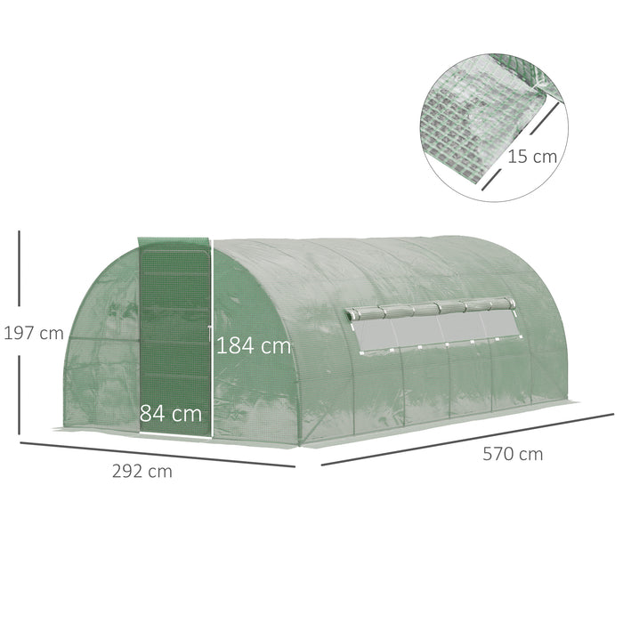 Heavy-Duty 25mm Galvanised Steel Frame Polytunnel - Metal Hinged Door & Mesh Windows, 3x6M Greenhouse - Ideal for Gardeners & Extended Growing Seasons