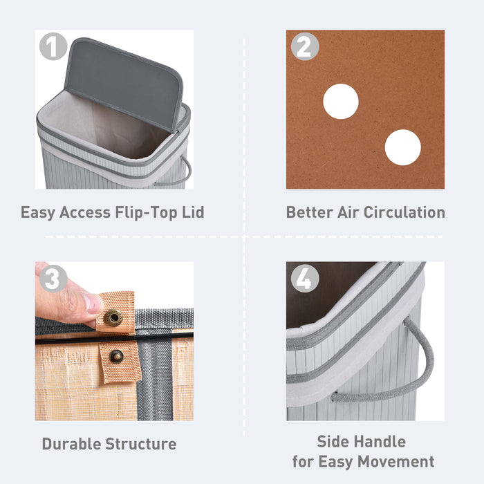 70L Natural Wood Laundry Basket - Flip Lid, Removable Liner, Handles, Base Board, Foldable & Water-Resistant - Ideal for Organizing Dirty Clothes