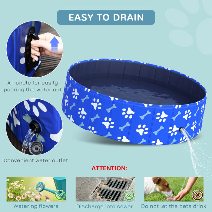 Foldable Pet Swimming Pool - Durable Dog Bathing and Shower Tub, 120x30cm - Ideal for Puppy and Cat Indoor/Outdoor Water Play
