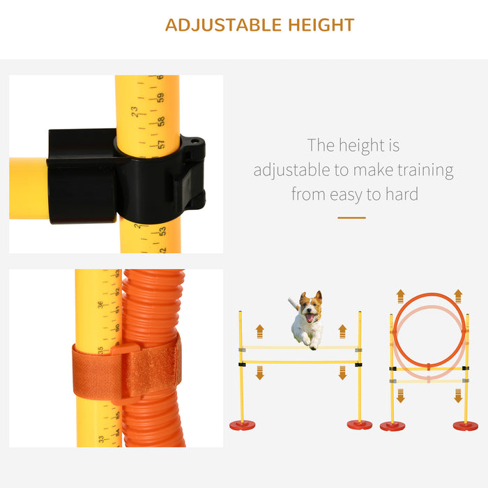 Portable Dog Agility Training Kit - 4-Piece Set with Adjustable Weave Poles, Jump Ring, High Jump, & Tunnel - Ideal for Pet Exercise and Obedience Training