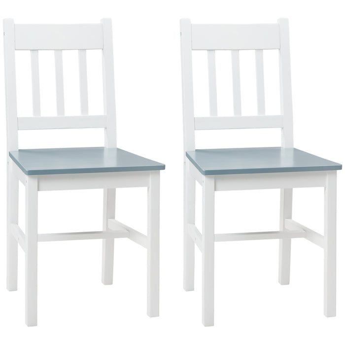 Kitchen Chair Duo - Pine Wood Slat Back Dining Chairs Set of 2, Comfortable Seating for Living & Dining Room - Ideal for Home Family Meals & Entertaining Guests