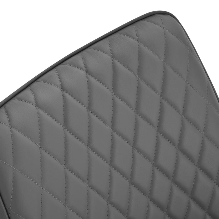 Quilted PU Leather Dining Chair Pair - Stylish Metal Frame with Protective Foot Caps in Executive Grey - Modern Home Seating for Dining Comfort