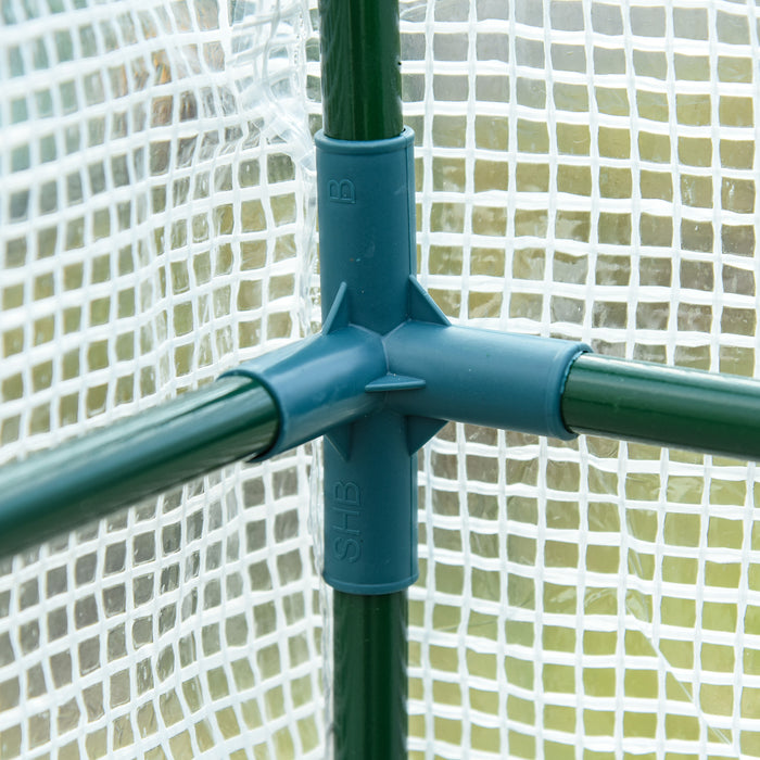 Lean-to Wall Greenhouse with Windows and Doors - 2-Tiered Structure, 4 Wired Shelves, Large 200x100 cm Base - Ideal for Small Garden Spaces & Urban Gardeners