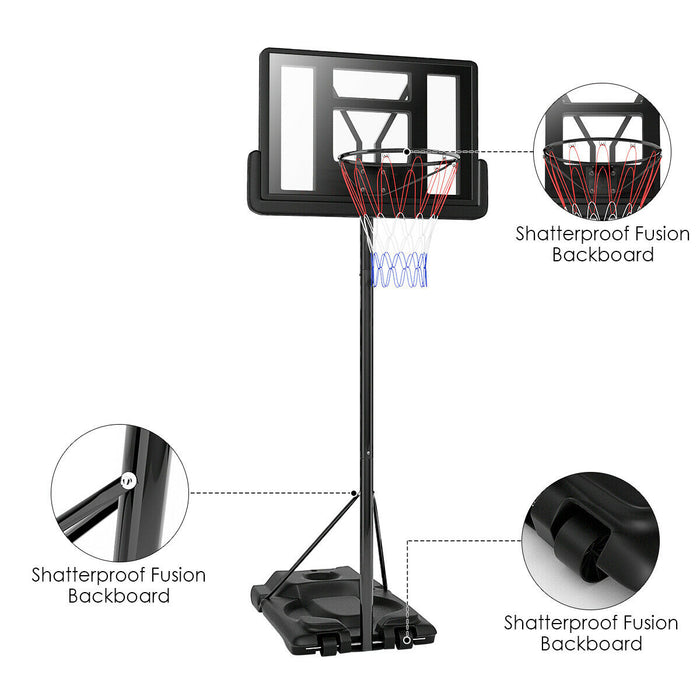 Universal Adjustable Height Basketball Stand - Portable, Wheeled Basketball Hoop System - Perfect for Indoor and Outdoor Use, Catering to Players of Different Heights