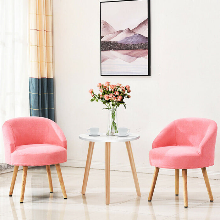 Occasional/Side Table, Natural Wood Legs - Compact, Round Design for Home and Office - Ideal for Small Spaces - White Finish