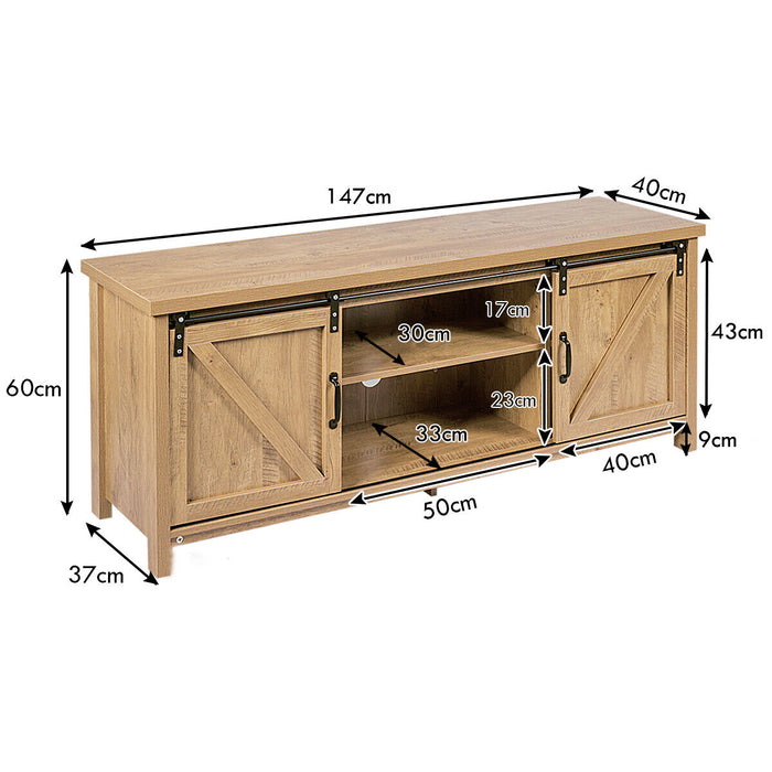 Modern Design - 60-Inch Wooden TV Cabinet with Media Storage Shelves - Ideal for Spacious and Stylish Living Rooms