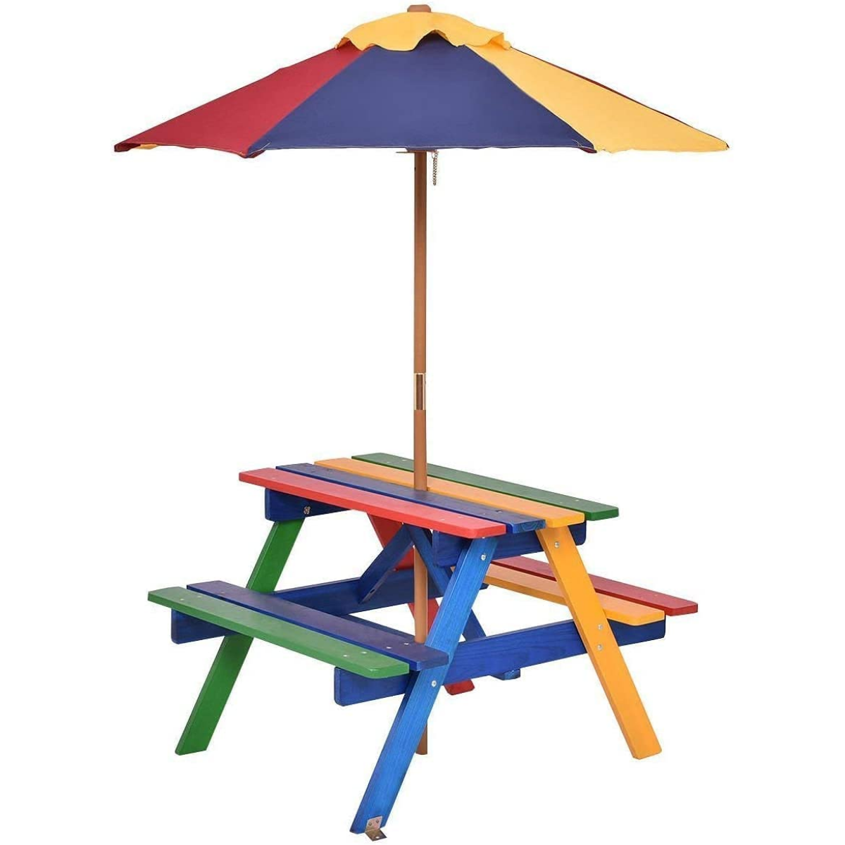 KidKraft - Children's Wooden Picnic Bench with Weather-Resistant Parasol - Ideal for Outdoor Play and Dining